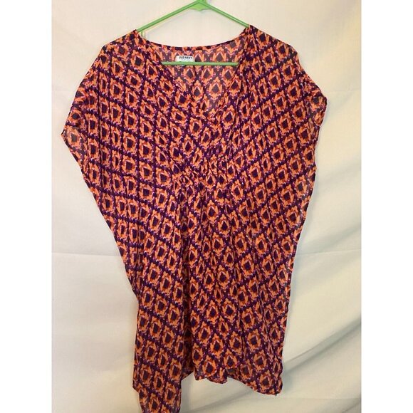 OLD NAVY WOMENS SIZE XS EXTRA SMALL SWIMSUIT COVERUP ORANGE PATTERN - Picture 1 of 2